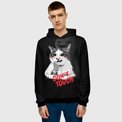 Толстовка-худи мужская Сердитый кот с ножом, цвет: 3D-черный — фото 2
