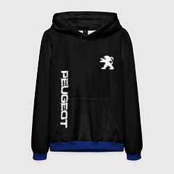 Толстовка-худи мужская Peugeot logo white, цвет: 3D-синий