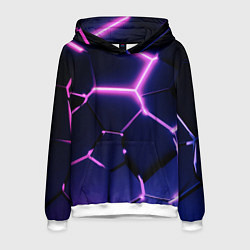 Мужская толстовка Сине-фиолетовые неоновые плиты в разломе