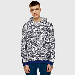 Толстовка-худи мужская Черепа с волосами, цвет: 3D-синий — фото 2