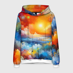 Толстовка-худи мужская Закат солнца - разноцветные облака, цвет: 3D-белый