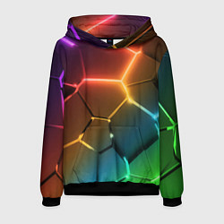 Мужская толстовка Радужные неоновые плиты в разломе