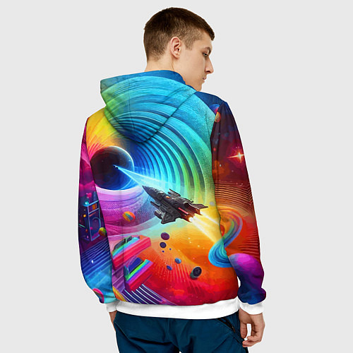 Мужская толстовка Полёт к чёрной дыре - нейросеть / 3D-Белый – фото 4