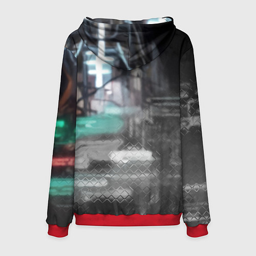 Мужская толстовка Боевой робот в белой броне / 3D-Красный – фото 2