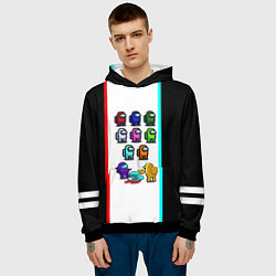 Толстовка-худи мужская Among us line, цвет: 3D-черный — фото 2