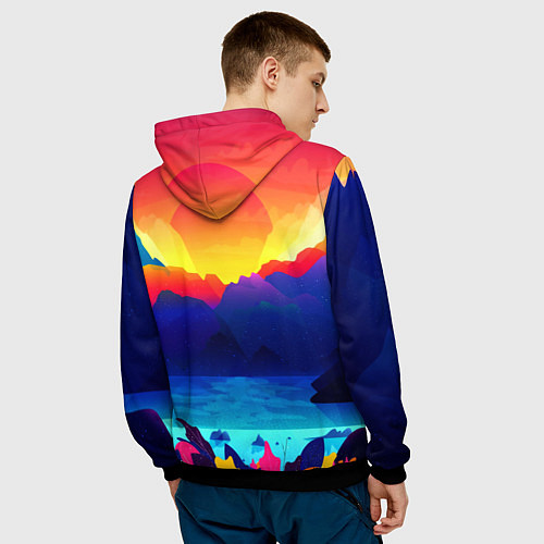 Мужская толстовка Samurai fire logo japan / 3D-Черный – фото 4