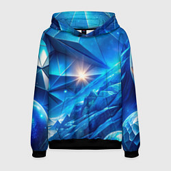 Мужская толстовка Синяя объемная абстракция со вспышкой