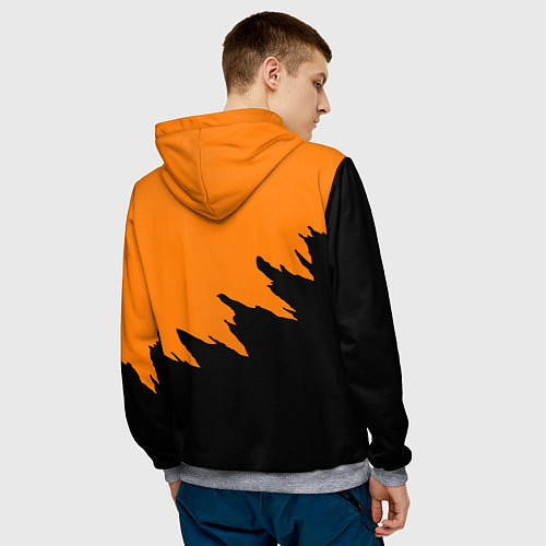 Мужская толстовка Half life чёрно оранжевый / 3D-Меланж – фото 4