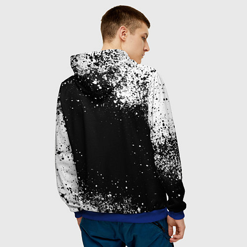 Мужская толстовка Герб России - черно-белые пятна / 3D-Синий – фото 4