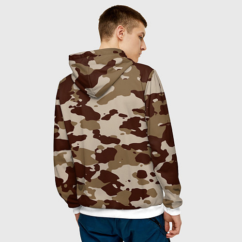 Мужская толстовка Коричневый камуфляж текстура / 3D-Белый – фото 4