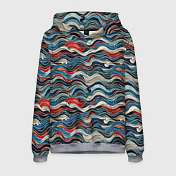 Толстовка-худи мужская Разноцветные абстрактные волны, цвет: 3D-меланж