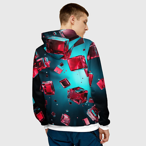 Мужская толстовка Взрыв из камней / 3D-Белый – фото 4