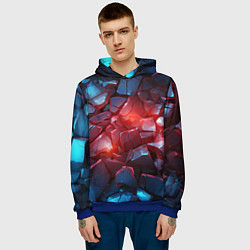 Толстовка-худи мужская Синие камни с красным светом, цвет: 3D-синий — фото 2