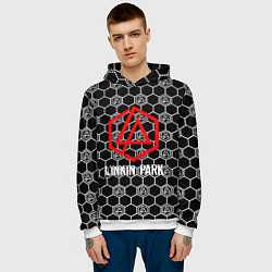 Толстовка-худи мужская Linkin park logo pattern, цвет: 3D-белый — фото 2