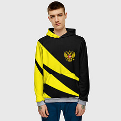 Толстовка-худи мужская Россия текстура жёлтый, цвет: 3D-меланж — фото 2