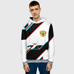 Толстовка-худи мужская Россия спортивная геометрия глитч, цвет: 3D-меланж — фото 2