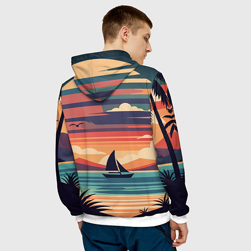 Мужская толстовка Парусник на море / 3D-Белый – фото 4