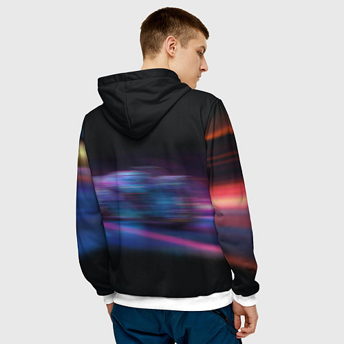 Мужская толстовка Неоновый мотоцикл абстракция / 3D-Белый – фото 4