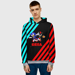 Толстовка-худи мужская Sonic sega geometry, цвет: 3D-меланж — фото 2
