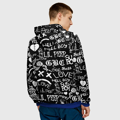Мужская толстовка Lil Peep pattern автографы лого / 3D-Синий – фото 4