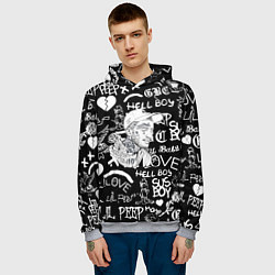 Толстовка-худи мужская Lil Peep pattern автографы лого, цвет: 3D-меланж — фото 2