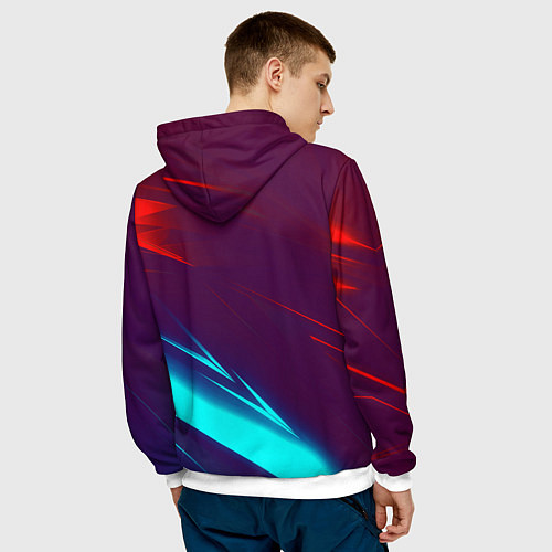 Мужская толстовка Samurai geometry stripes neon / 3D-Белый – фото 4