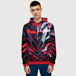 Толстовка-худи мужская Хаотичная чёрно-красная абстракция, цвет: 3D-красный — фото 2