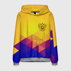 Мужская толстовка Желтая геометрия - спорт Россия с гербом