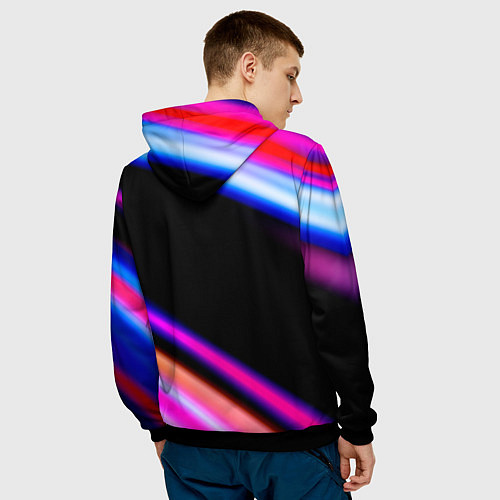 Мужская толстовка Portal fast light neon stripes / 3D-Черный – фото 4