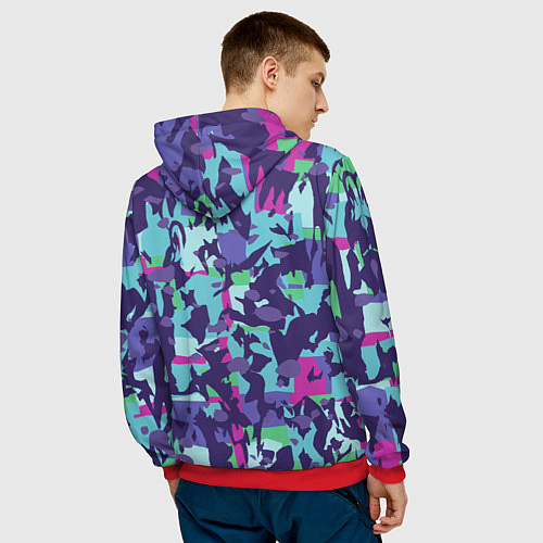 Мужская толстовка Абстрактный фон со спортивным узором / 3D-Красный – фото 4