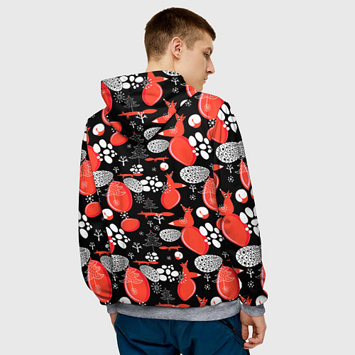 Мужская толстовка Лисицы паттерн цветной / 3D-Меланж – фото 4