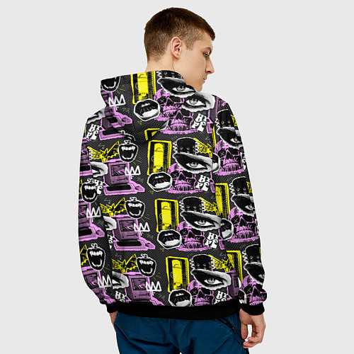 Мужская толстовка Hype pop art коллаж-паттерн в пунктирном стиле с г / 3D-Черный – фото 4