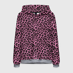 Мужская толстовка Шкура леопарда в черно розовую текстуру