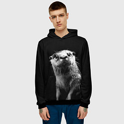 Толстовка-худи мужская Выдра любопытная, цвет: 3D-черный — фото 2