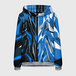 Мужская толстовка Синяя абстракция на чёрно-белом фоне
