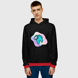 Толстовка-худи мужская Among us space logo, цвет: 3D-красный — фото 2
