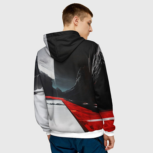 Мужская толстовка Футуристичный пейзаж в стиле авангард / 3D-Белый – фото 4