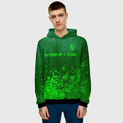 Толстовка-худи мужская System of a Down - green gradient посередине, цвет: 3D-черный — фото 2