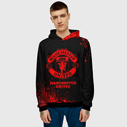 Толстовка-худи мужская Manchester United - red gradient, цвет: 3D-черный — фото 2