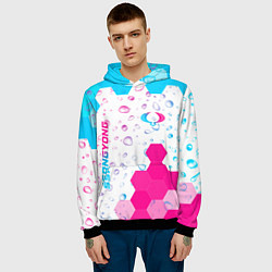 Толстовка-худи мужская SsangYong neon gradient style вертикально, цвет: 3D-черный — фото 2