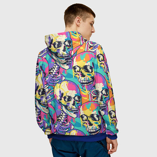 Мужская толстовка Граффити череп разноцветный / 3D-Синий – фото 4