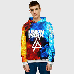 Толстовка-худи мужская Linkin park битва огней, цвет: 3D-белый — фото 2