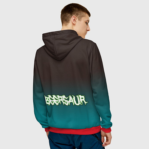 Мужская толстовка Чувак пивозавр - киберпанк фантазия / 3D-Красный – фото 4