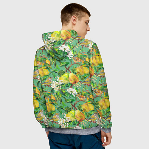 Мужская толстовка Груши и птицы / 3D-Меланж – фото 4