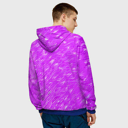 Мужская толстовка Фиолетово-белые мазки / 3D-Синий – фото 4