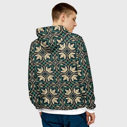 Мужская толстовка Геометрический узор арабеска / 3D-Белый – фото 4
