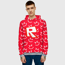 Толстовка-худи мужская Roblox smile pattern, цвет: 3D-меланж — фото 2