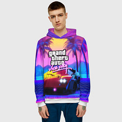 Толстовка-худи мужская Vice city retro wave Lambo, цвет: 3D-белый — фото 2