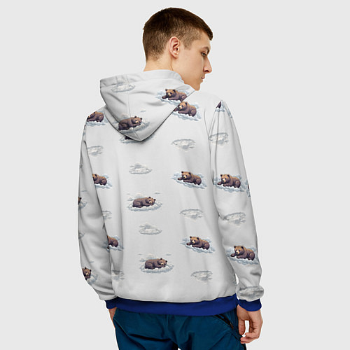 Мужская толстовка Уставшие бурые мишки спят на облаках / 3D-Синий – фото 4