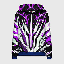 Мужская толстовка Чёрный фон, фиолетово-белая абстракция